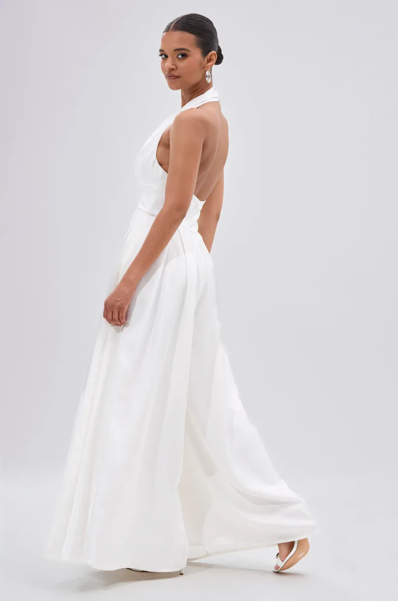 UNFORGETTABLE SATIN JUMPSUIT IN WHITE sold by AKIRA product image thumbnail 4