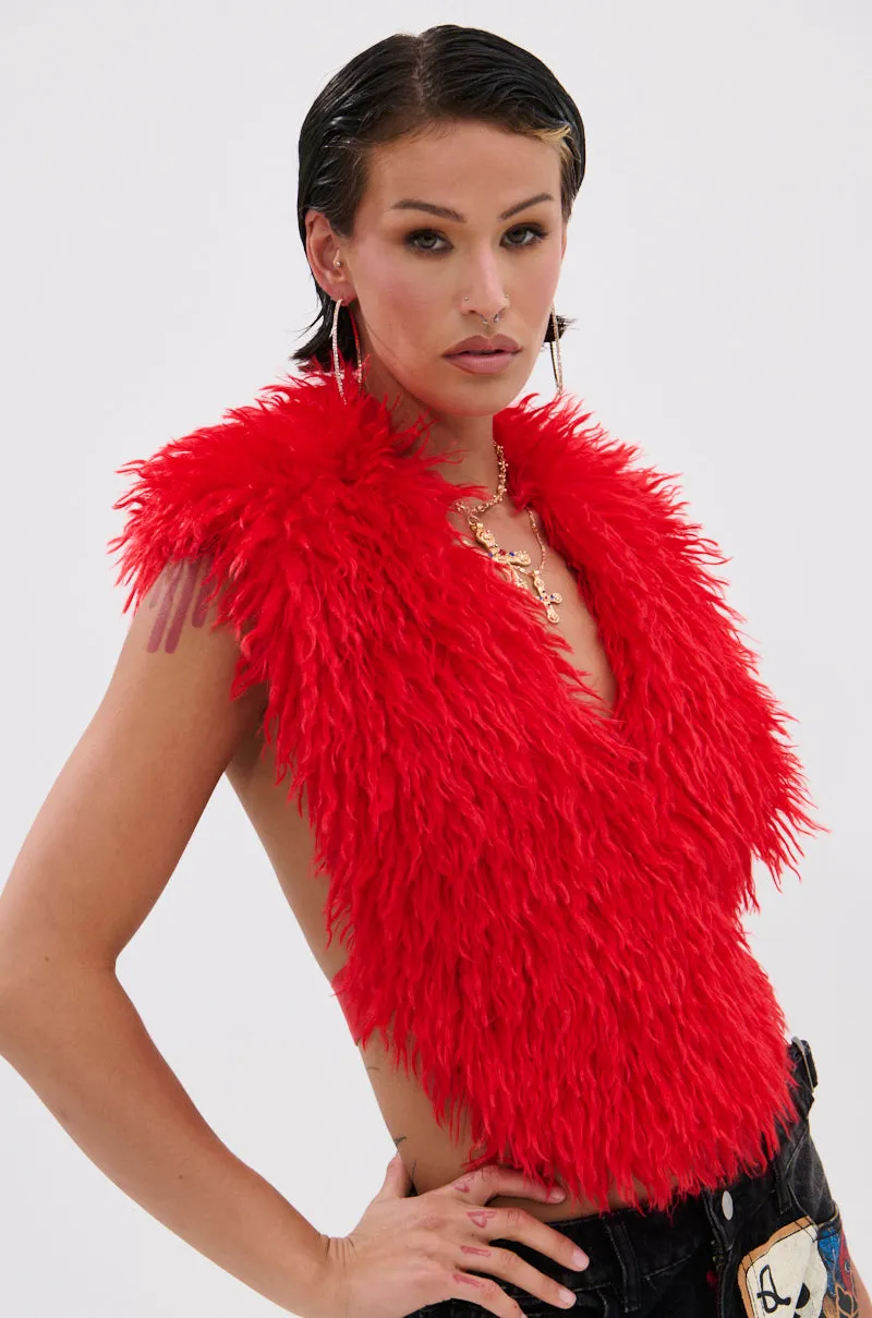 CARLA FAUX FUR HALTER TOP sold by AKIRA product image thumbnail 2