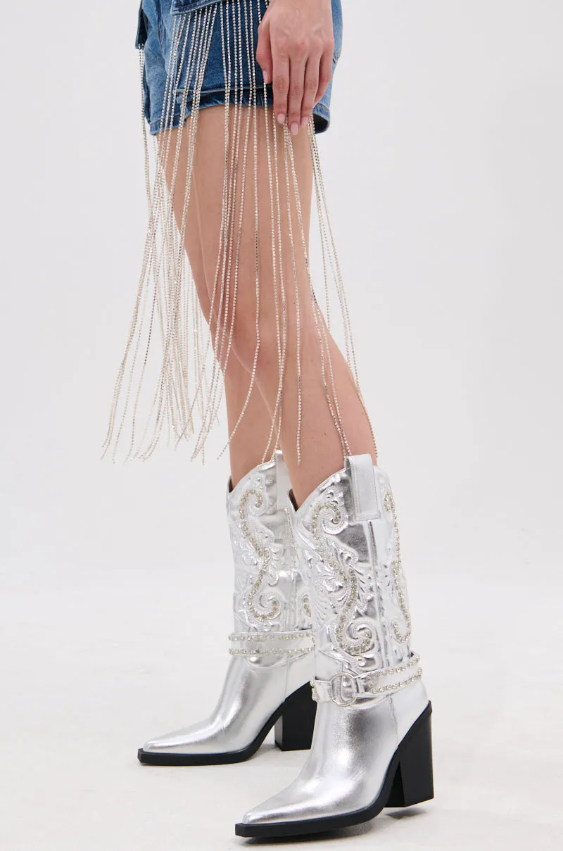 AZALEA WANG UMBRA SILVER WESTERN BOOT sold by AKIRA