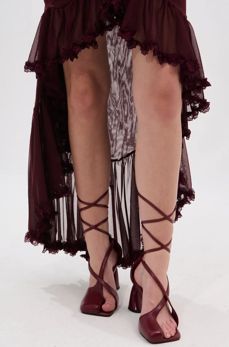 AZALEA WANG BUIKY BURGUNDY OPEN TOE PUMP sold by AKIRA product image thumbnail 3