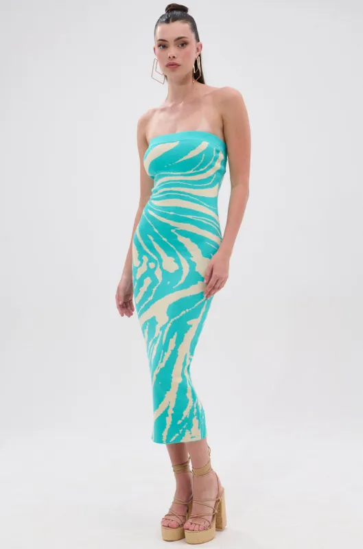 MALIBU DREAMIN PRINTED KNIT MIDI DRESS sold by AKIRA