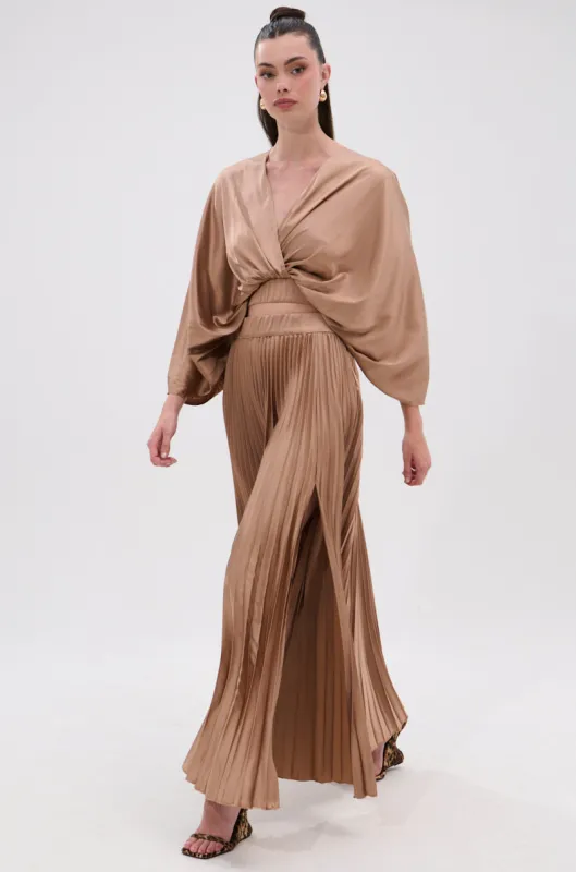 MILLIE MOCHA MOUSSE SATIN MAXI SKIRT sold by AKIRA
