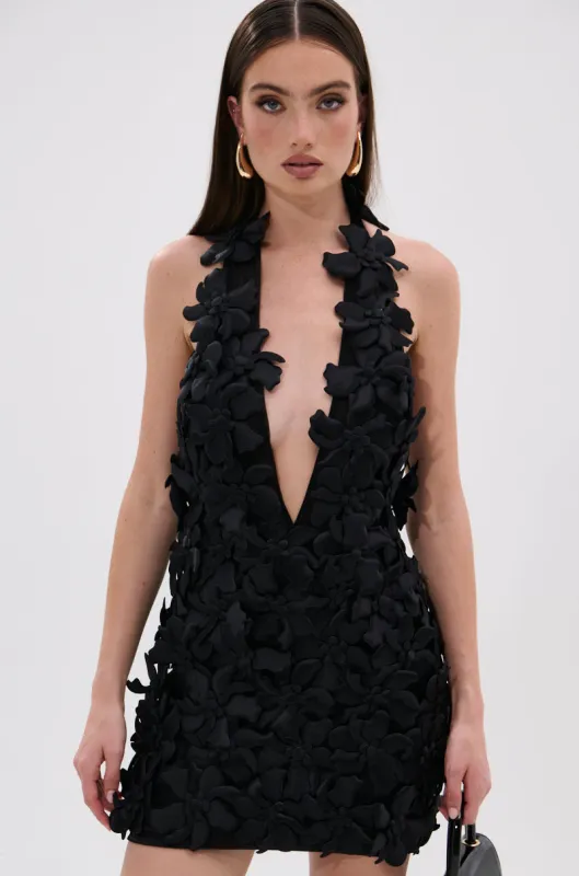 ASHLEY FLORAL MINI DRESS IN BLACK sold by AKIRA