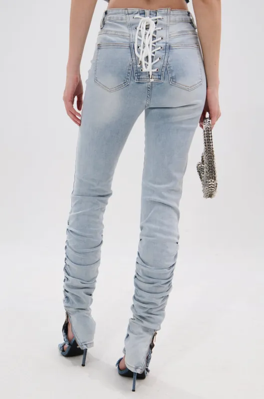 LACE IT UP SKINNY DENIM PANT sold by AKIRA