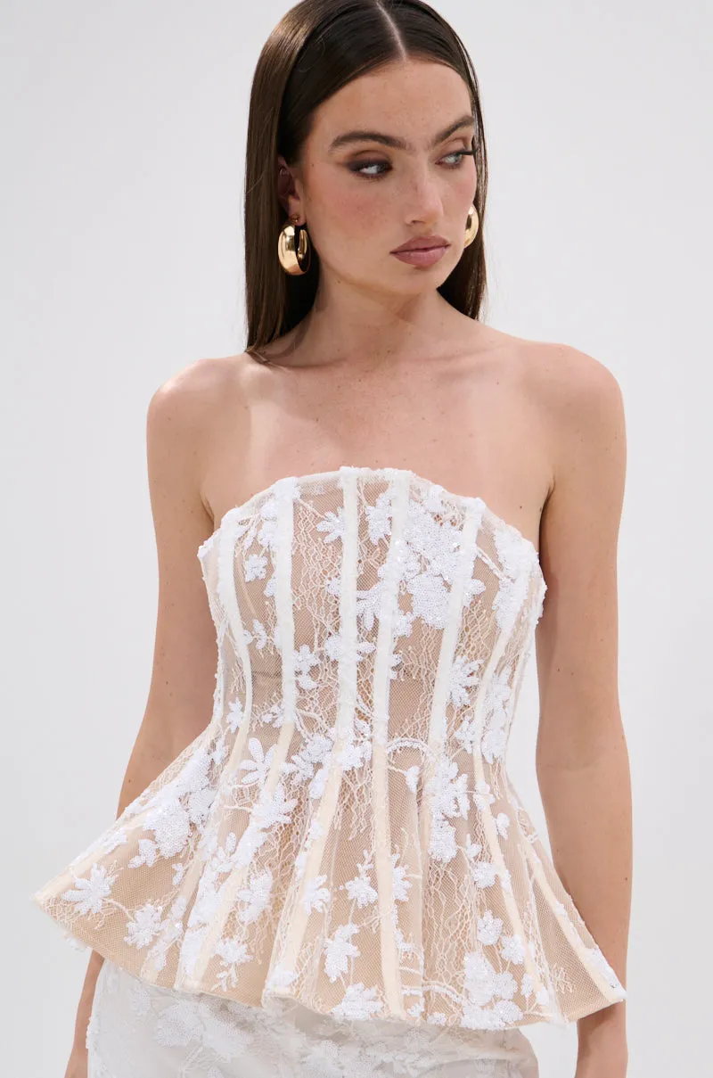 UP NEXT LACE CORSET TOP IN WHITE sold by AKIRA product image thumbnail 2