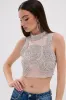 STARSHINE RHINESTONE MOCK NECK BLOUSE sold by AKIRA