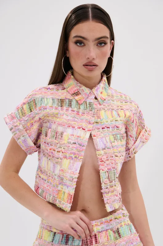 VERONICA TWEED PLAID BLOUSE sold by AKIRA