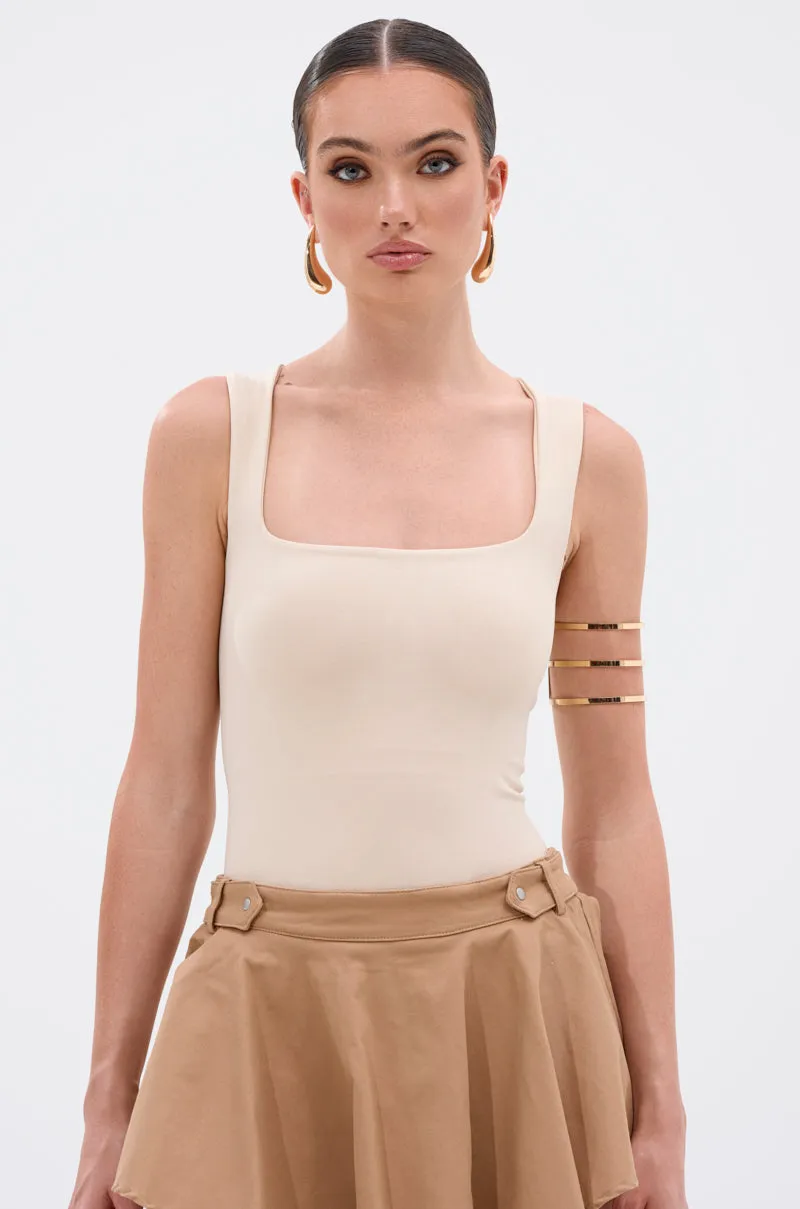 NEW STANDARD SQUARE NECK SLEEVELESS BODYSUIT IN BEIGE sold by AKIRA product image thumbnail 2