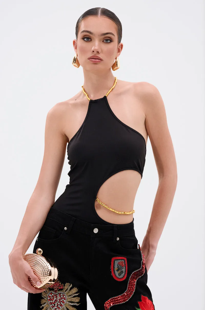 ALWAYS THINKING BODYSUIT WITH CUTOUT sold by AKIRA