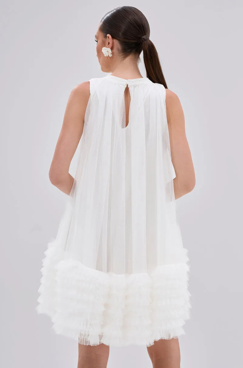 ARI TULLE RUFFLE MINI DRESS IN WHITE sold by AKIRA product image thumbnail 5