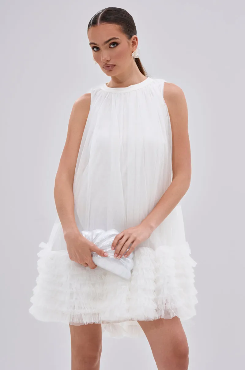 ARI TULLE RUFFLE MINI DRESS IN WHITE sold by AKIRA product image thumbnail 3