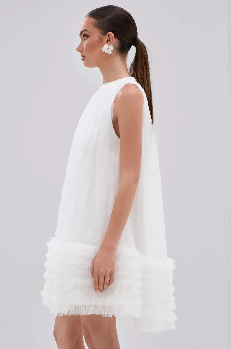 ARI TULLE RUFFLE MINI DRESS IN WHITE sold by AKIRA product image thumbnail 4