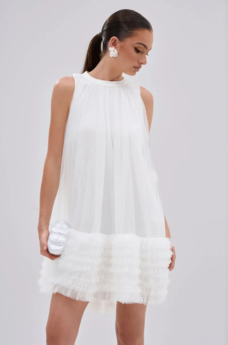 ARI TULLE RUFFLE MINI DRESS IN WHITE sold by AKIRA product image thumbnail 2