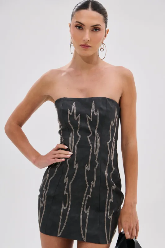 REAL LIFE BOOGIE PU MINI DRESS made by AKIRA