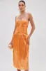 ALL ABOUT ME SATIN BUBBLE MIDI DRESS IN ORANGE sold by AKIRA