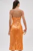 ALL ABOUT ME SATIN BUBBLE MIDI DRESS IN ORANGE sold by AKIRA