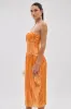 ALL ABOUT ME SATIN BUBBLE MIDI DRESS IN ORANGE sold by AKIRA