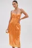 ALL ABOUT ME SATIN BUBBLE MIDI DRESS IN ORANGE sold by AKIRA