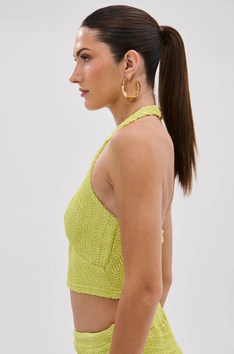 HOLLYWOOD SLINKY TEXTURED BRALETTE IN GREEN sold by AKIRA product image thumbnail 4