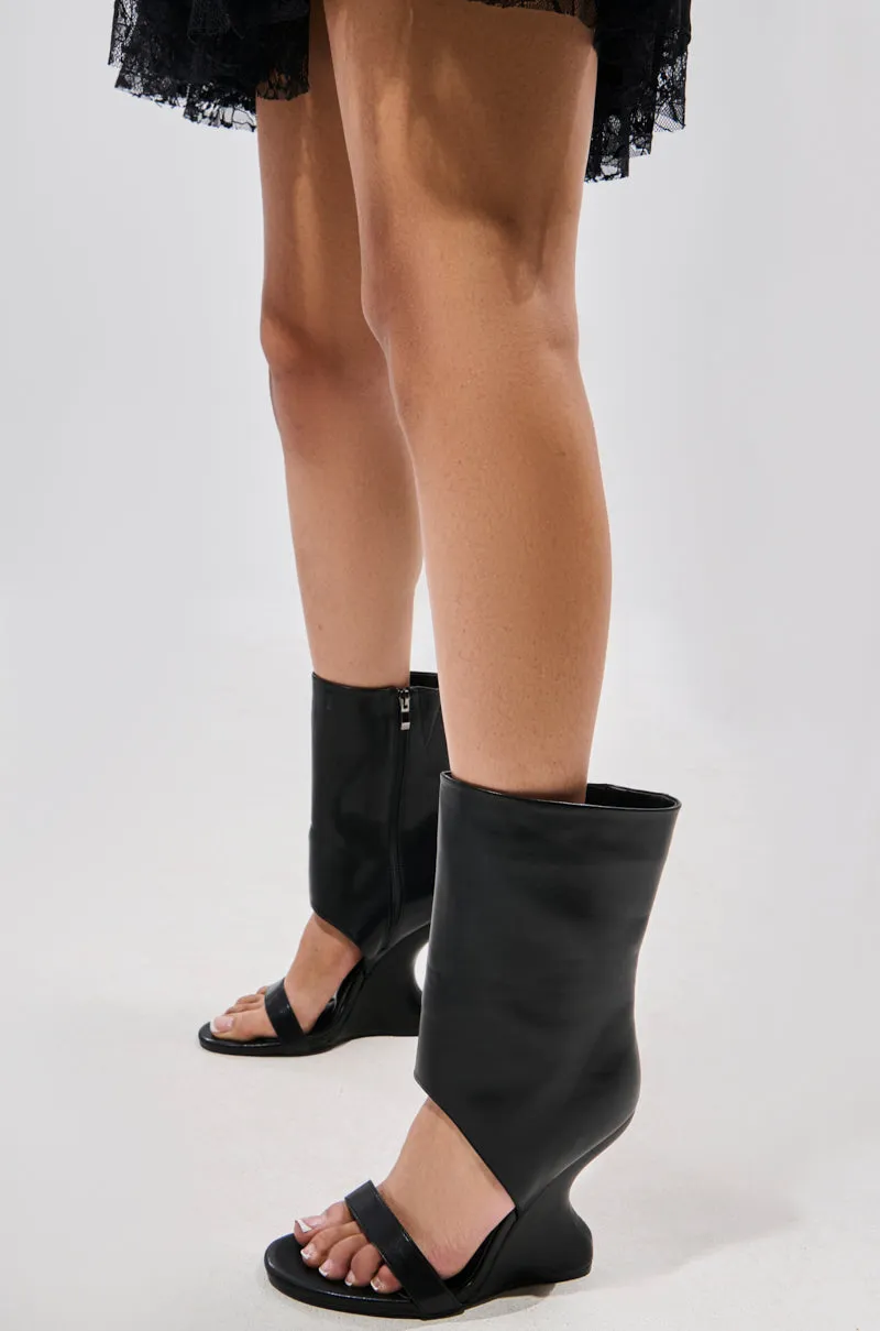 AZALEA WANG KYVEKI BLACK WEDGE OPEN TOE BOOTIE sold by AKIRA product image thumbnail 3