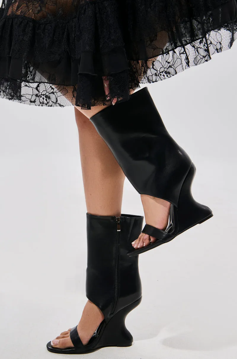 AZALEA WANG KYVEKI BLACK WEDGE OPEN TOE BOOTIE sold by AKIRA product image thumbnail 2