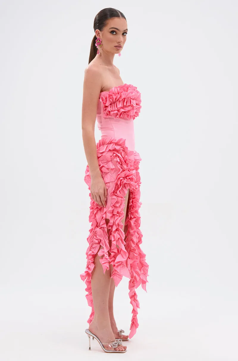 CITY LIGHTS RUFFLE MIDI DRESS IN LIGHT PINK sold by AKIRA product image thumbnail 5