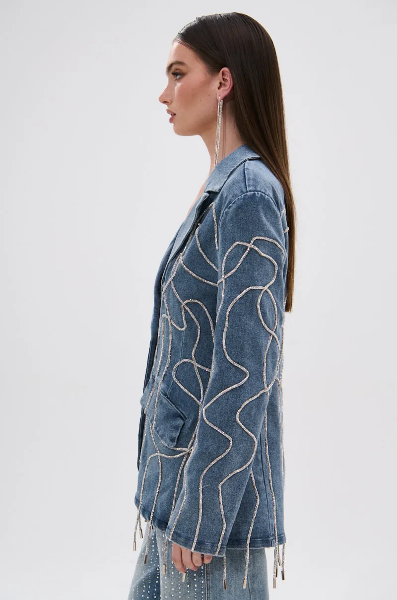 STANDOUT EMBELLISHED DENIM BLAZER sold by AKIRA product image thumbnail 5