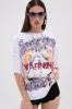 WARNING SIGNS CROPPED GRAPHIC TEE sold by AKIRA