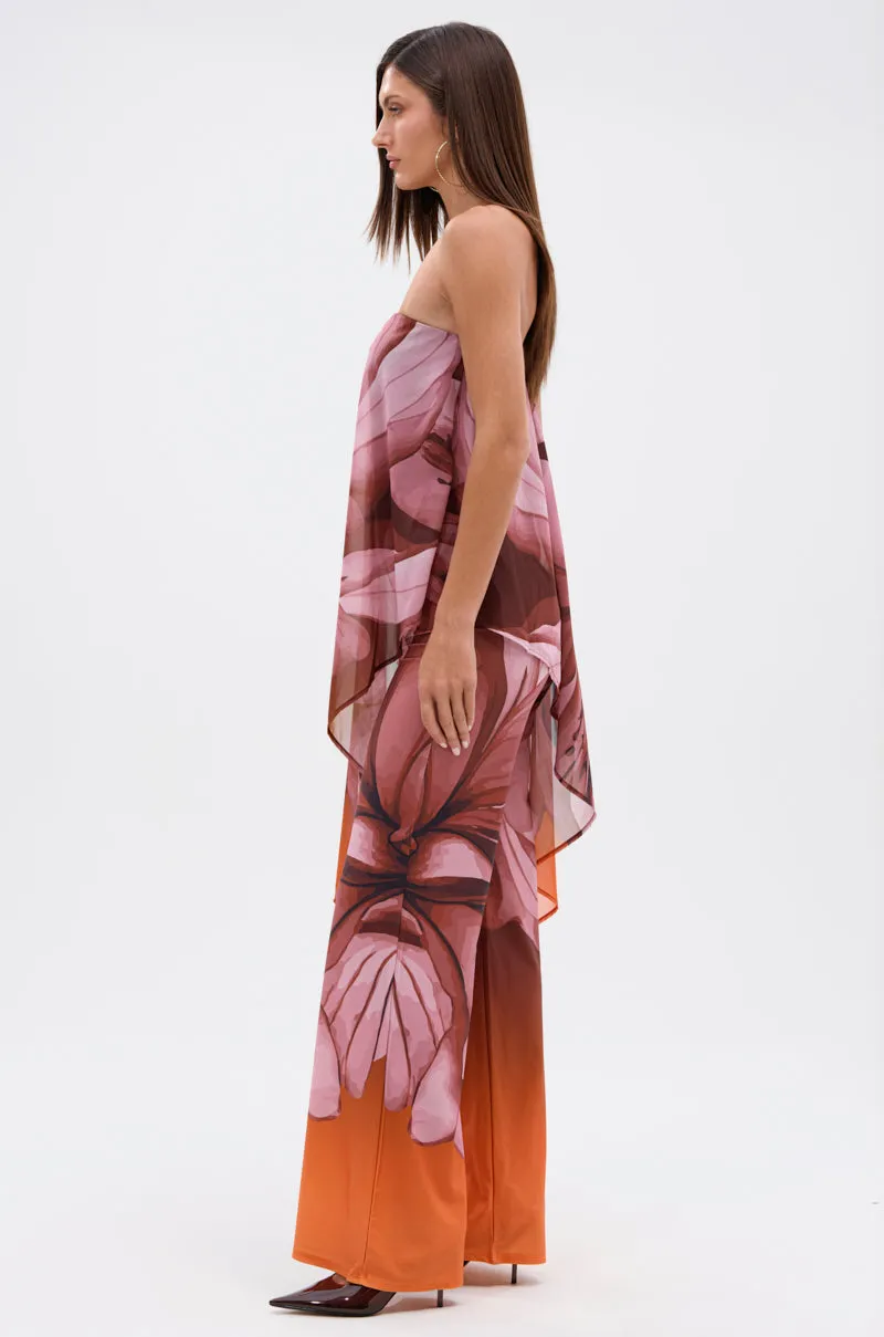 ON A BEACH SOMEWHERE PRINTED JUMPSUIT IN ORANGE sold by AKIRA product image thumbnail 3