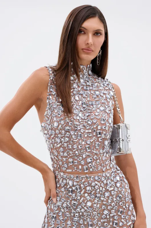 ALL THE BLING RHINESTONE OPEN BACK TOP sold by AKIRA