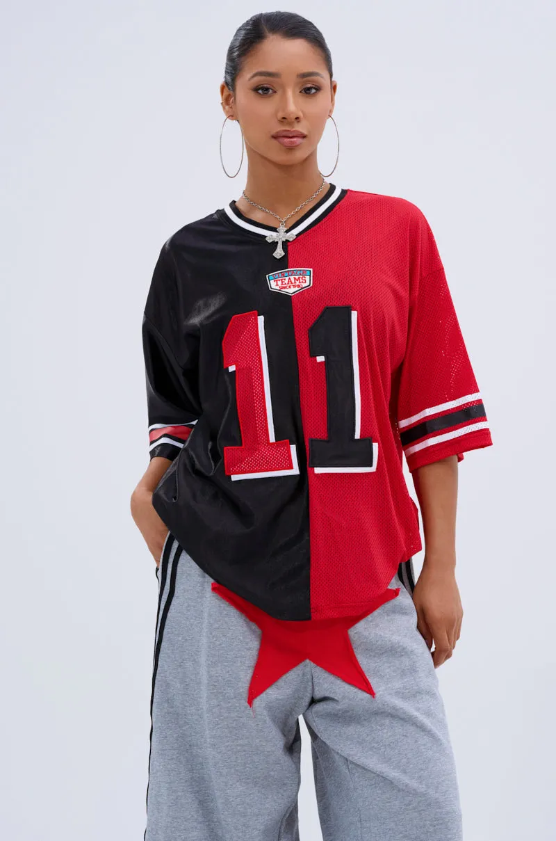 SPLIT PERSONALITY JERSEY TOP sold by AKIRA