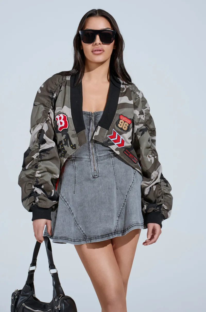 ON THE RUN CAMO SHRUG sold by AKIRA product image thumbnail 2