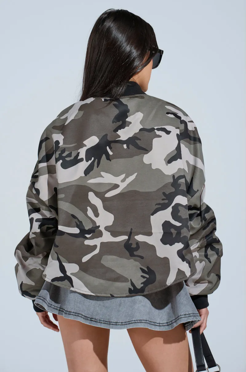 ON THE RUN CAMO SHRUG sold by AKIRA product image thumbnail 5