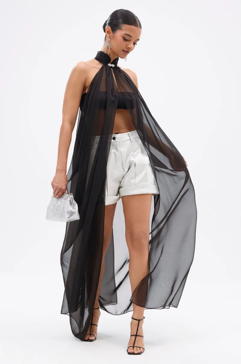 GLOWING CHIFFON BLOUSE IN BLACK sold by AKIRA