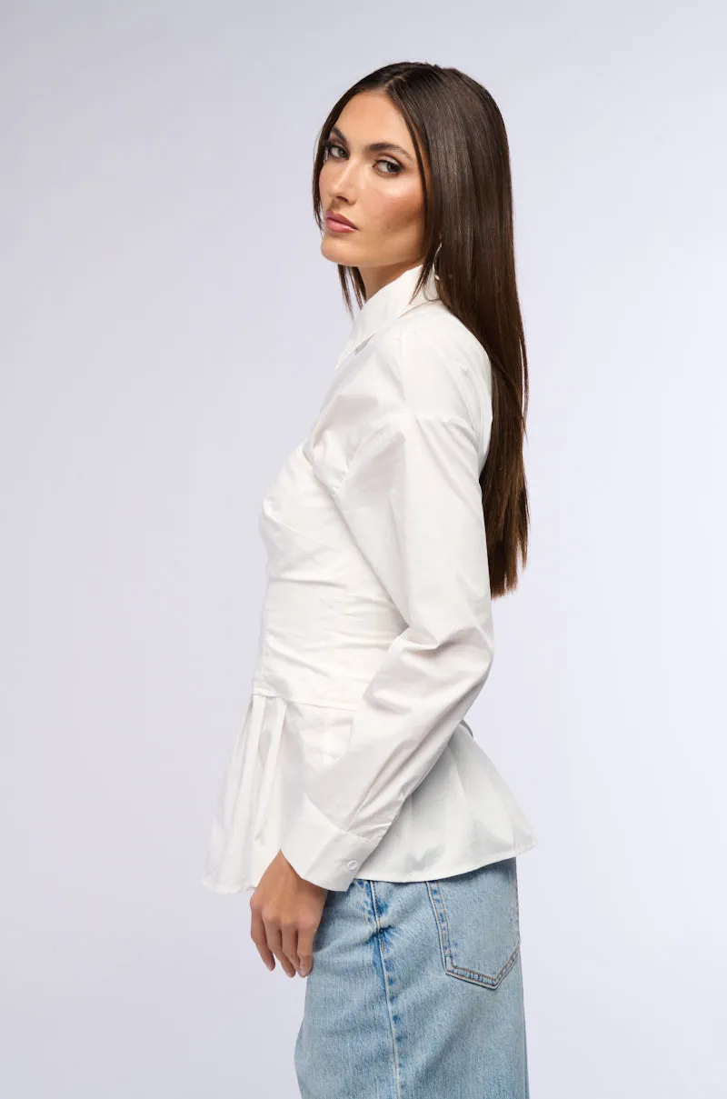 DONT LOOK AT ME ASYMMETRICAL POPLIN BLOUSE sold by AKIRA product image thumbnail 3