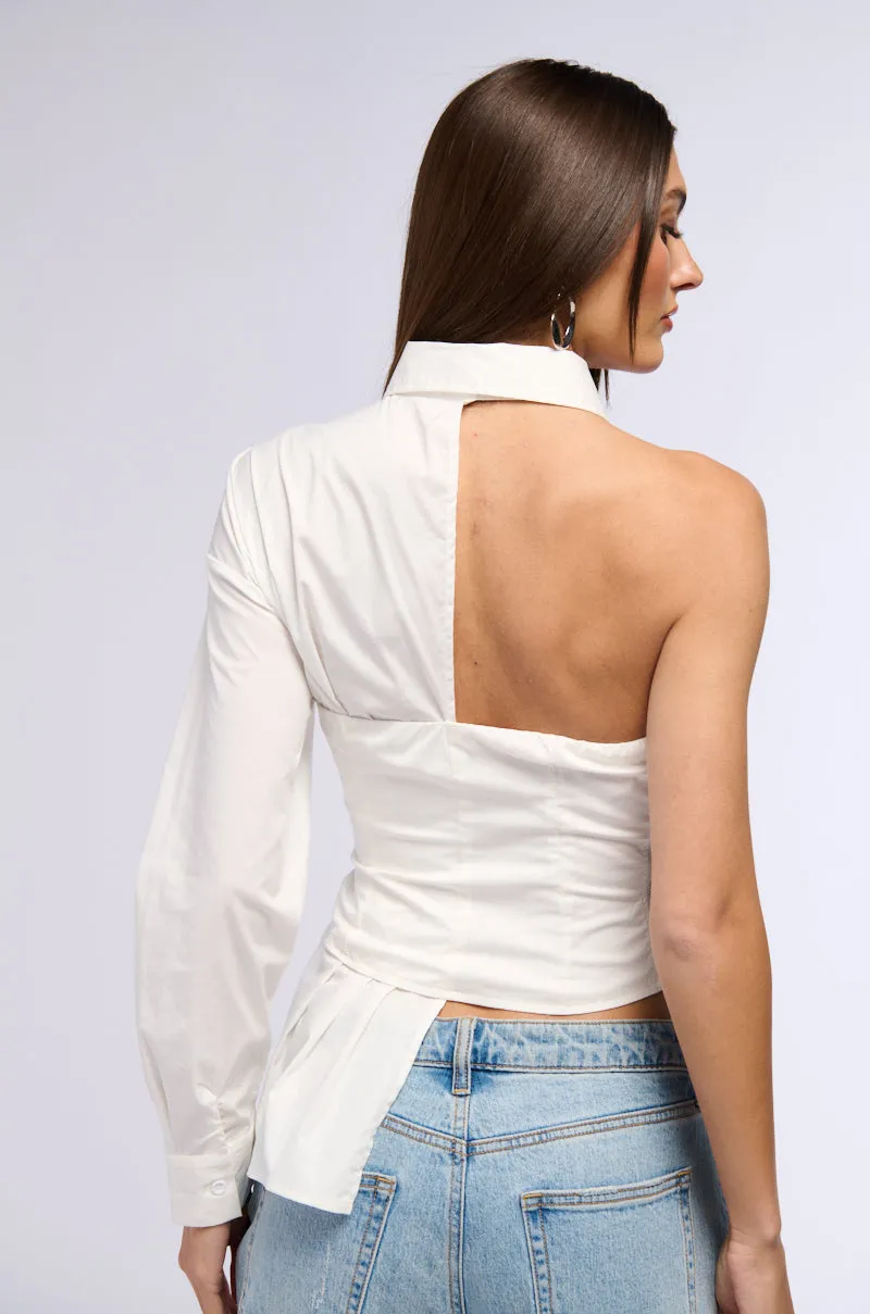 DONT LOOK AT ME ASYMMETRICAL POPLIN BLOUSE sold by AKIRA product image thumbnail 5