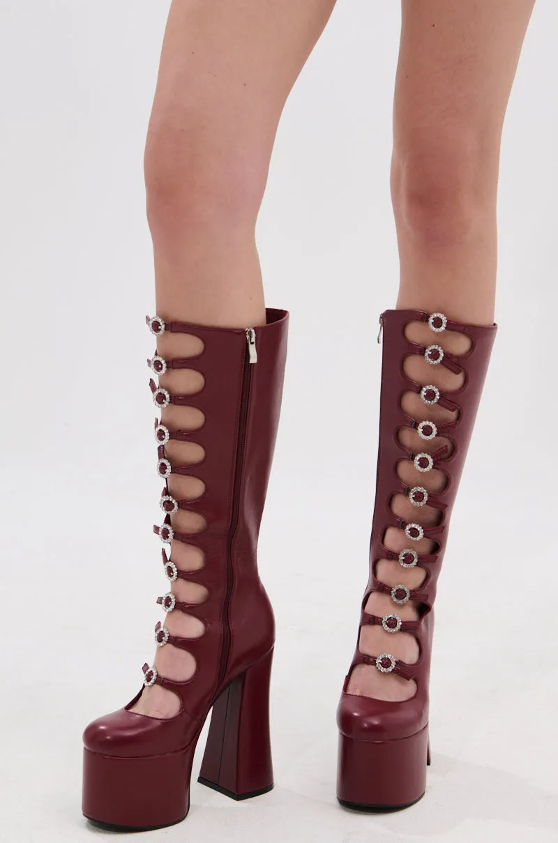 AZALEA WANG TOMLIN BURGUNDY PLATFORM BOOT sold by AKIRA product image thumbnail 3