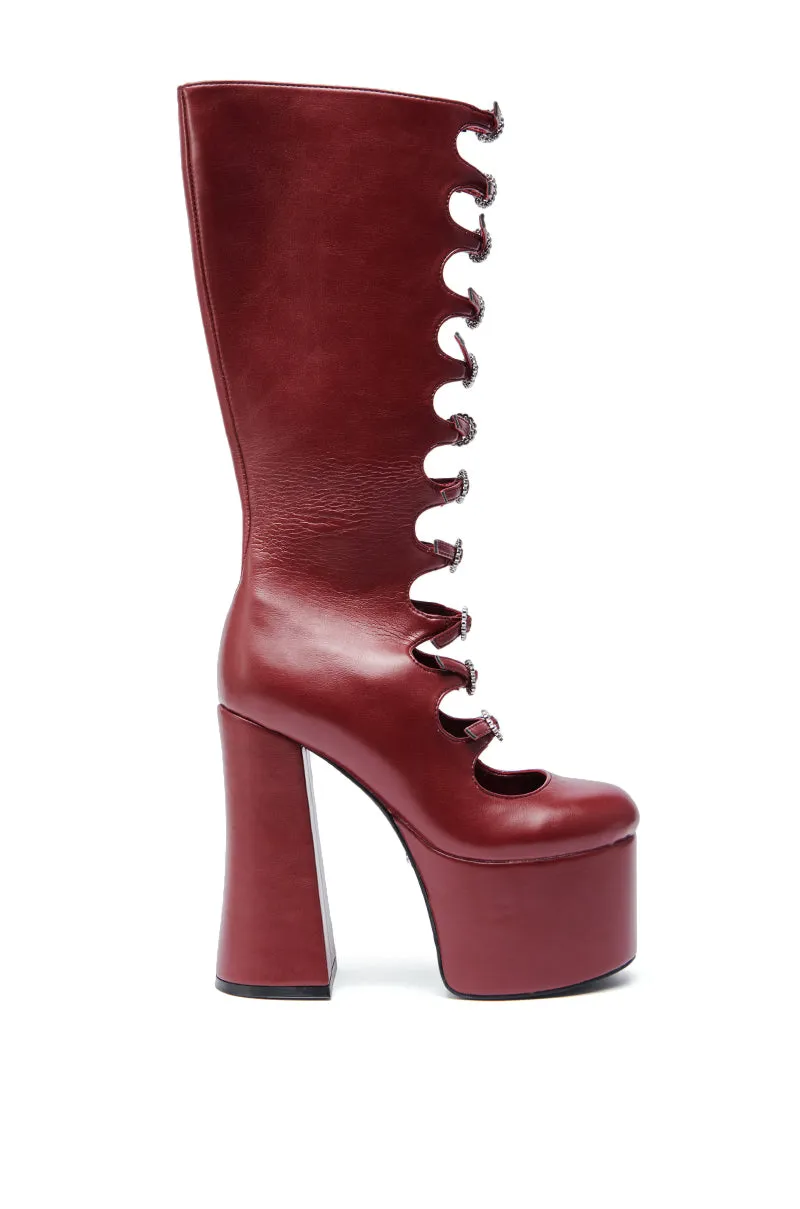 AZALEA WANG TOMLIN BURGUNDY PLATFORM BOOT sold by AKIRA product image thumbnail 4