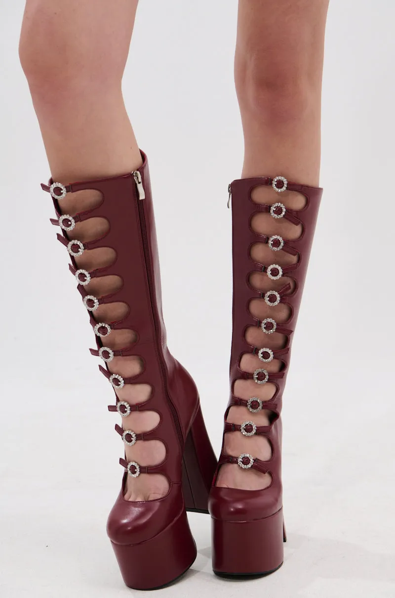 AZALEA WANG TOMLIN BURGUNDY PLATFORM BOOT sold by AKIRA product image thumbnail 2