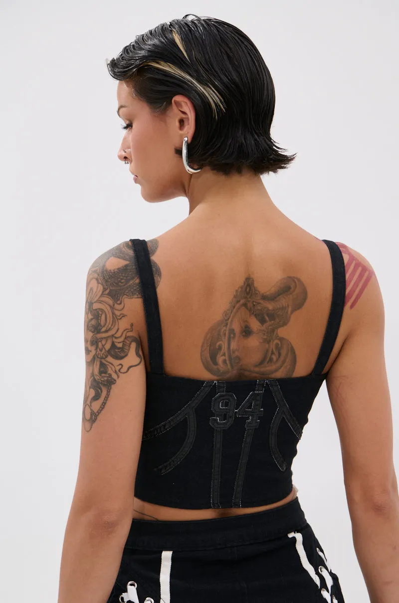 WRAPPED UP DENIM CORSET sold by AKIRA product image thumbnail 5