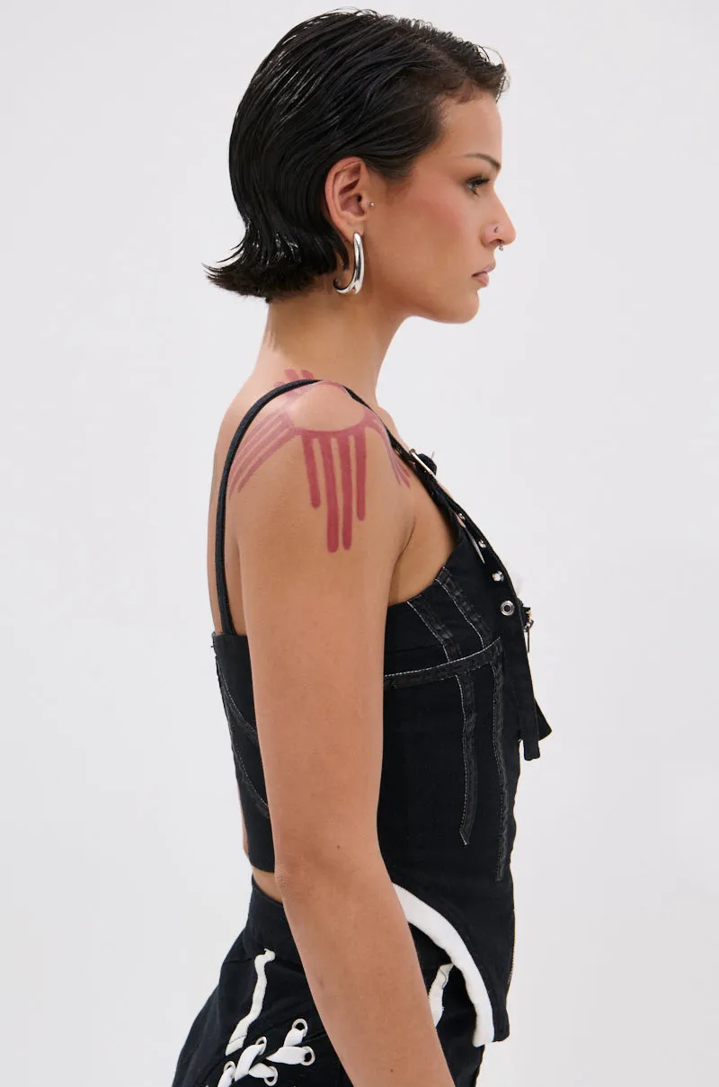 WRAPPED UP DENIM CORSET sold by AKIRA product image thumbnail 4