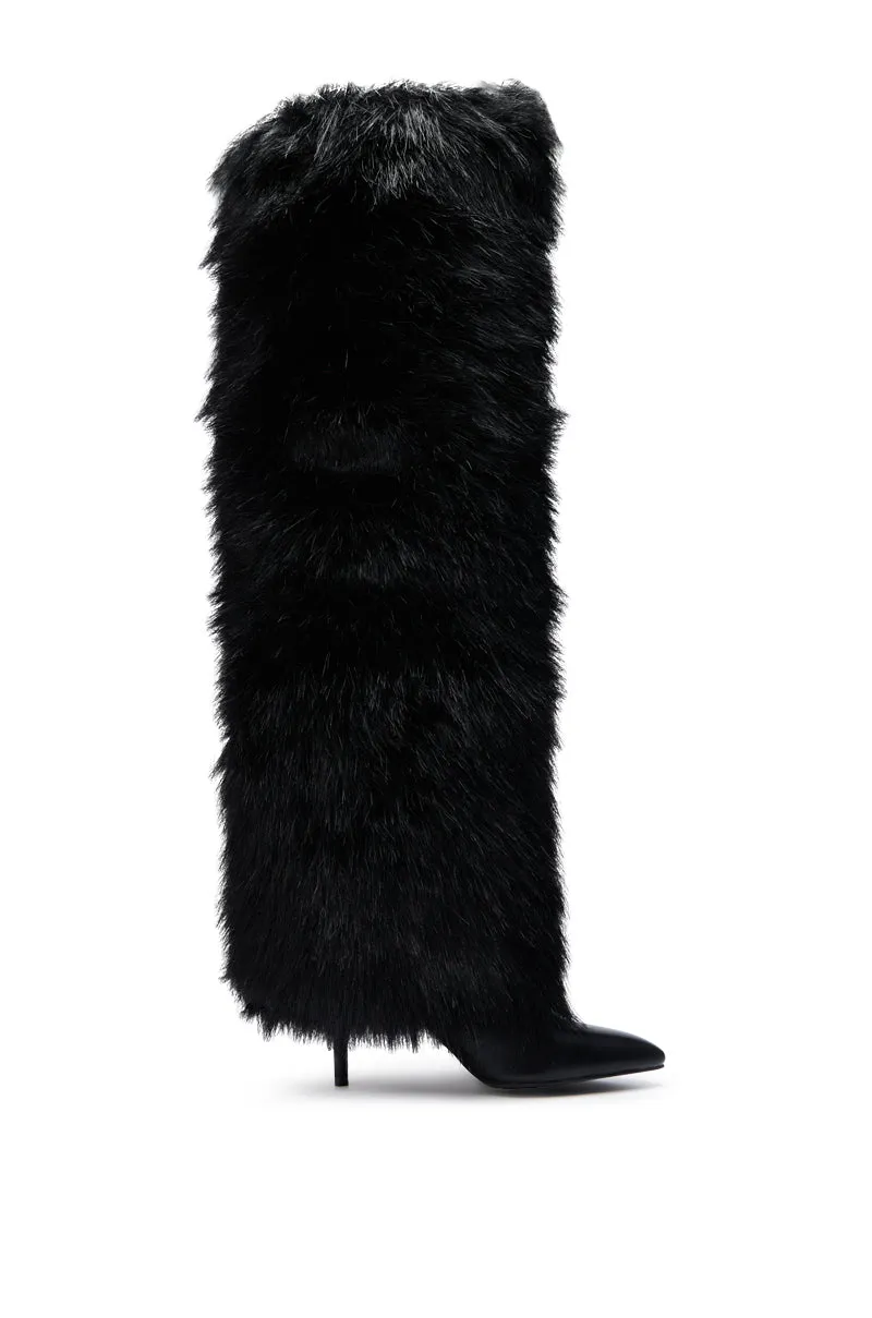 AZALEA WANG LANGLEYE BLACK THIGH HIGH FUR LUXE BOOT sold by AKIRA product image thumbnail 3
