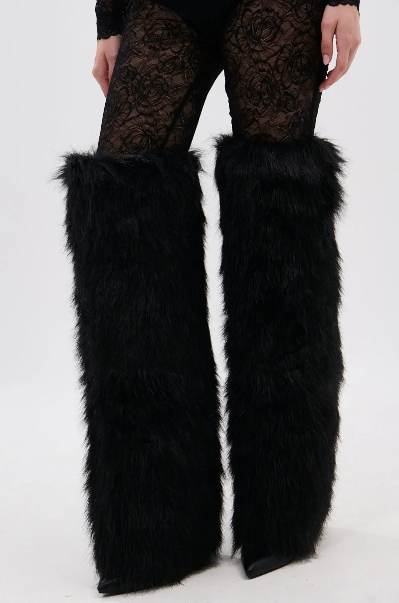 AZALEA WANG LANGLEYE BLACK THIGH HIGH FUR LUXE BOOT sold by AKIRA