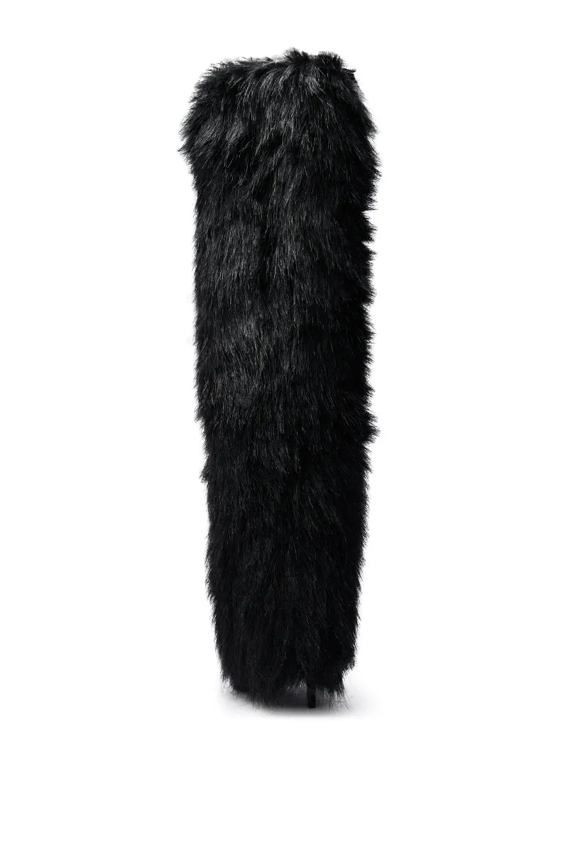 AZALEA WANG LANGLEYE BLACK THIGH HIGH FUR LUXE BOOT sold by AKIRA product image thumbnail 5