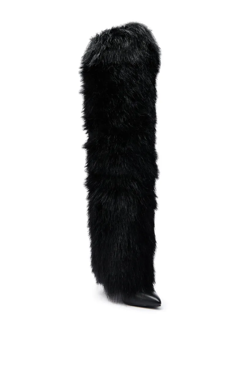 AZALEA WANG LANGLEYE BLACK THIGH HIGH FUR LUXE BOOT sold by AKIRA product image thumbnail 4