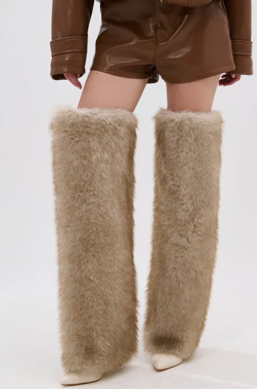 AZALEA WANG LAGANN BONE THIGH HIGH FUR LUXE BOOT sold by AKIRA