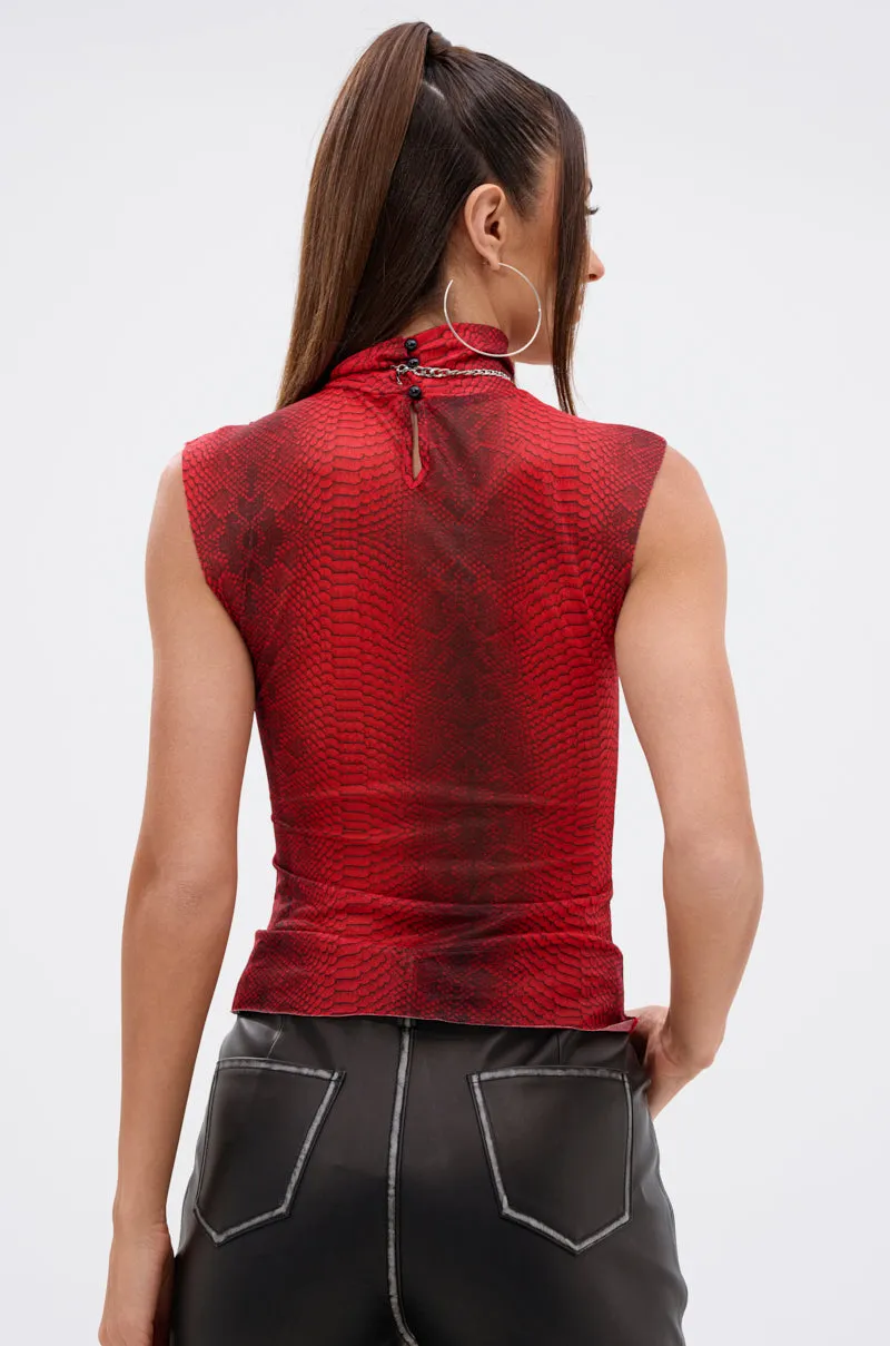 SEXY LITTLE SNAKE MESH TOP IN RED sold by AKIRA product image thumbnail 5
