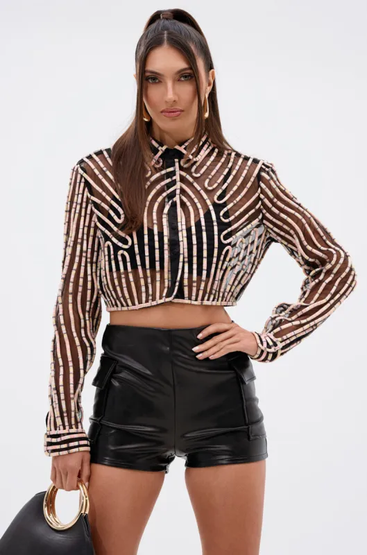 EVA LONG SLEEVE BUTTON DOWN STRIPED SHIRT sold by AKIRA