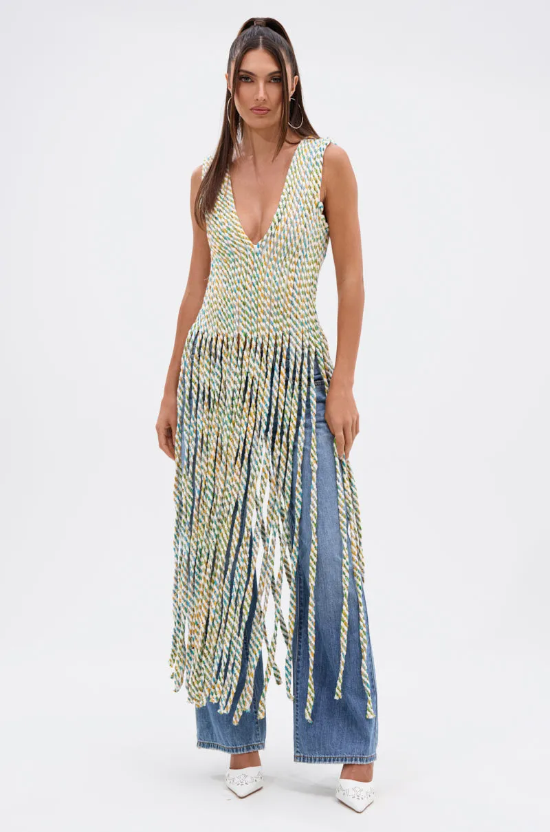 TIED DOWN V-NECK ROPE TOP sold by AKIRA