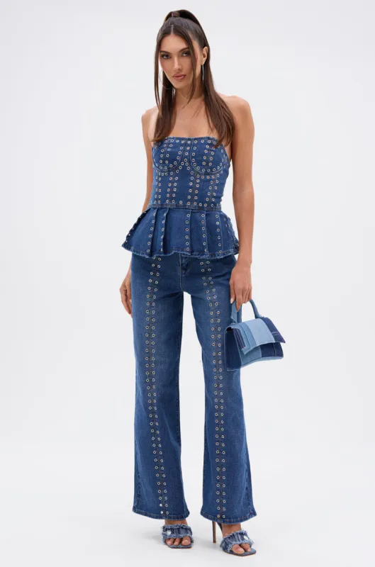 SOFIA RELAXED DENIM WITH GROMMET sold by AKIRA